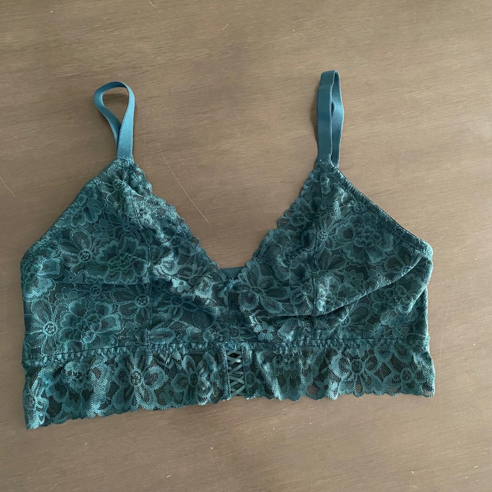 Victorias Secret Teal Green Floral Lace Bralette XXL 164749-QCZ
